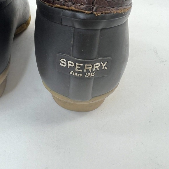 Sperry Top Sider Saltwater Duck Rain Boots Size 6 Brown Leather Rubber - Picture 9 of 10